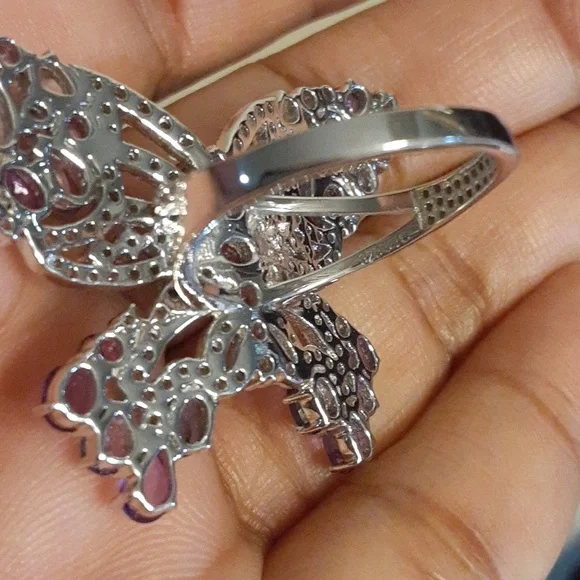 PRICE IS FIRM. 925 Genuine Multi Gemstones Butterfly Ring. - Picture 5 of 11
